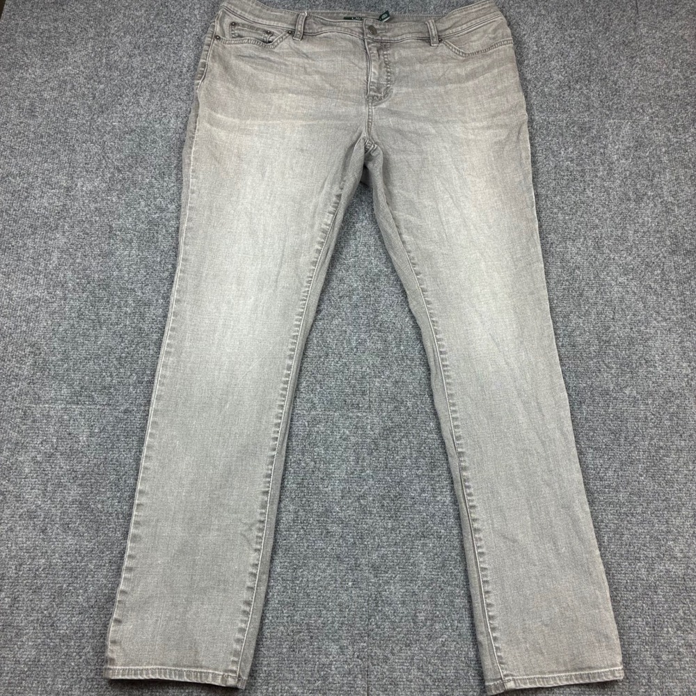 Lauren Ralph Lauren Gray Straight Leg Jeans Womens Plus Size 14W Mid Rise Denim